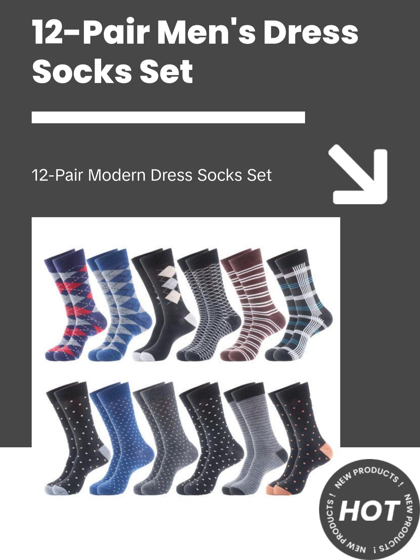 Vincent Di Mani Men’s 12-Pair Assorted Dress Socks – Modern Styles Pack