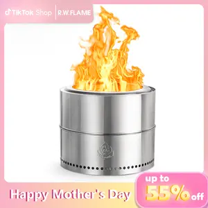 【Mother‘s Day Gift】19.5 inch Outdoor Fire Pit, Bonfire 2.0 Smokeless Fire Pit, Portable Stainless Steel Firepit, Wood Burning Low Smoke Pit for Outside Patio Camping with Carry Bag
