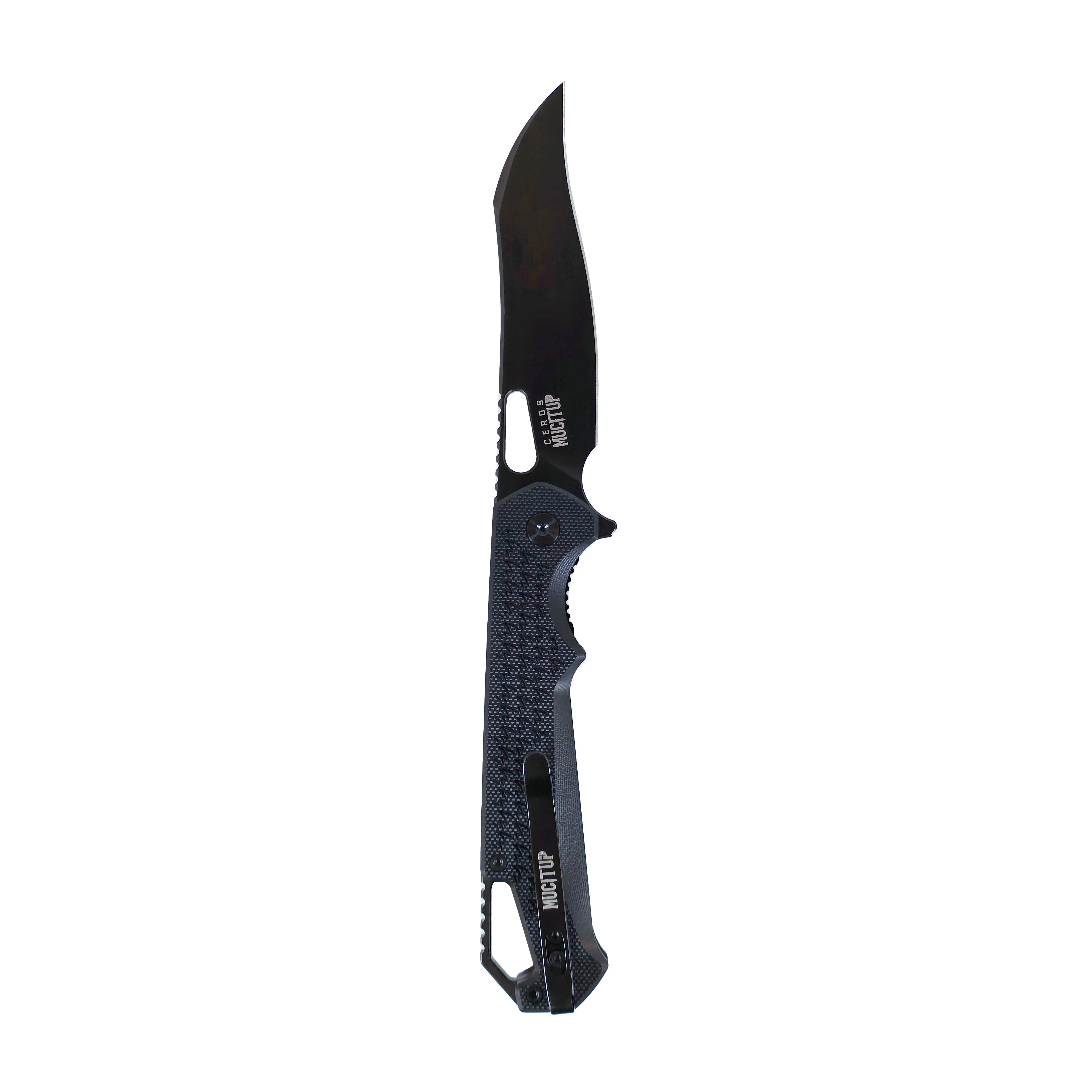 MUCITUP Ceros Blackout – D2 DLC Coated Folding Utility Knife | G10 Handle