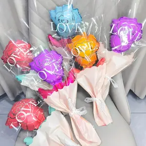 30 Colorful Handheld Rose Balloons, Aluminum Foil Flower Balloons, Flower Design, Perfect for Love Gifts, Mother's Day, Weddings, Birthdays, Festivals