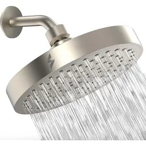 Shower  - High  Rain -  Luxury Design - Easy Clean Adjustable Replacement for Your Bathroom Shower Heads (Elegant Brushed Nickel, 6 Inch Round)