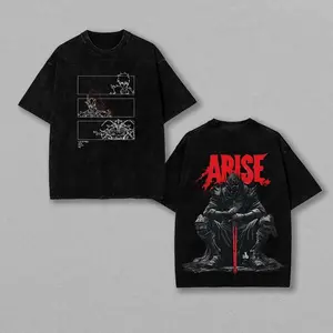 valentine shirts Arise Solo Leveling Anime Tee, IGRIS - BERU T-Shirt - Shadow Soldiers Sung Jin Woo Double Printed Oversize Lightweight Acid Washed Graphic Tee Gift For Anime Fan, Top Casual