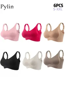 3/4/5/6 A women's solid color wireless bras, elegant and cohesive backless underwear, comfortable bra without steel rims, women's underwear, all season soft underwear, women's bra