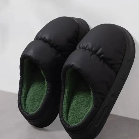 Waterproof Indoor Home Slippers for Men & Women, Winter Warm Plush Latex Couple Cotton Shoes, Non Slip Soft Comfortable House Footwear, Fuzzy Warm Slippers, Fluffy House Slippers