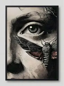 Mysterious & Dark Academia Art Print, Hand Engraved Vintage Moth Face Illustration, Premium Eco-Friendly Giclée Wall Decor, Multiple Style Options Available: Unframed Poster, Canvas Wrap, or Black Frame
