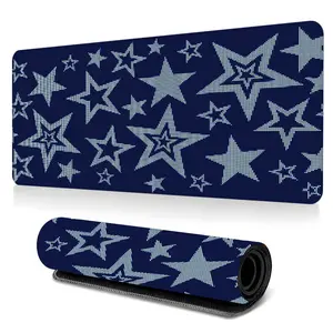 Navy Blue Starry Large-Sized Gaming Mouse Pad, Stylish Desktop Protection Pad, Anti-Slip Rubber Lock Edge High-Definition Printing, Suitable For Computers, Laptops, Offices, Homes, Schools, As A Gift For Family And Friends