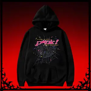Spider Web Drop Shoulder Hoodie, Loose Fit Hip Hop Streetwear, Unisex Pullover, Couple Style, Fashion Fall Winter Single Piece