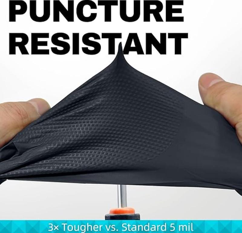 Nitrile Disposable Gloves, 8Mil Latex & Powder Free Chemical Resistant Heavy Duty Food Safe Diamond Glove Black 50Pcs