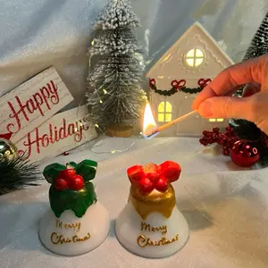 Christmas Bell Candles Gift Set – Hand-Painted Holiday Soy & Beeswax Candle Decor