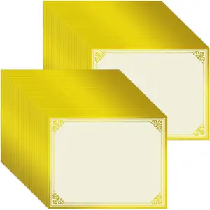 200 Sheets Gold Foil Award Certificate Paper Bulk 8.5 x 11 Inch, Customizable Blank Gold Border Cardstock, Laser & Inkjet Printer Friendly for Printing Graduation Diploma Achievement