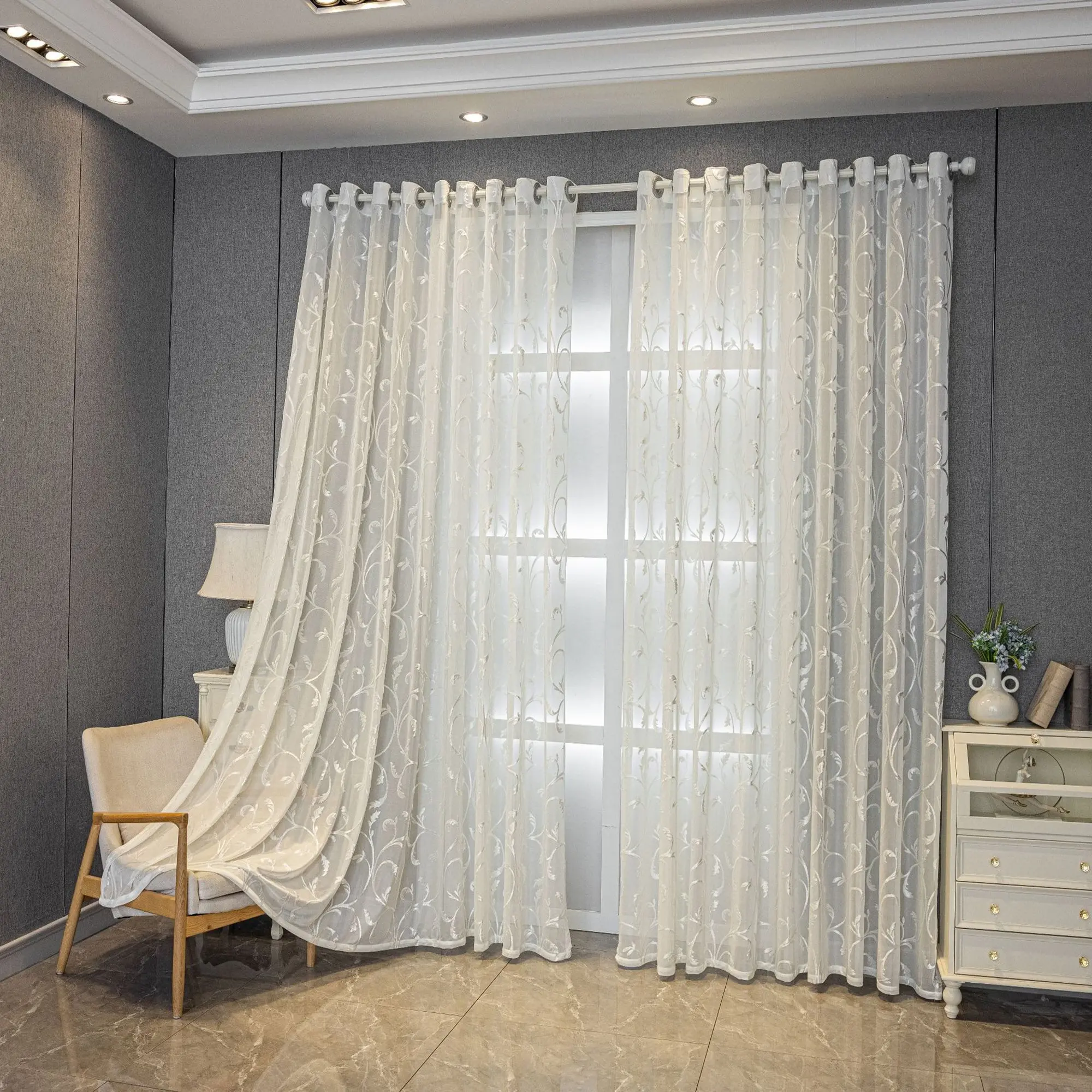 Elegant Minimalist Patterned Blackout Window Curtain, Light Filtering Heat Insulation Sunshade Drapes Home Decoration Curtain for Bedroom Living Room Decor, Thermal Insulated Curtain