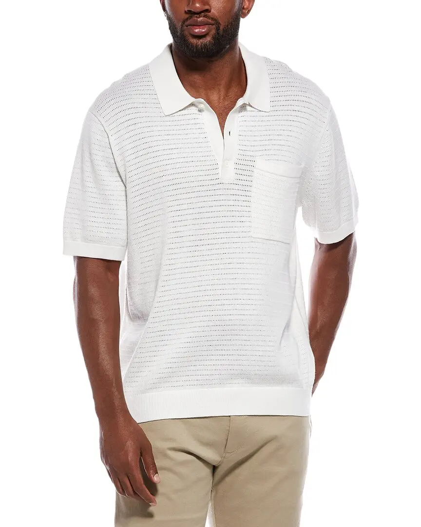 Madewell Pointelle Stitch Silk-Blend Polo Sweater