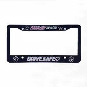 Black Good Luck Drive Safe License Plate Frame.