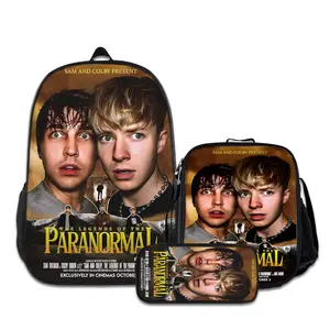 3PCS Backpacks for Girls Set, Cute sam-and-colby-10 School Backpack for Boys with Lunch Box and Pencil Case, Aesthetic Bookbag for Teens, Lightweight Classic Backpack for Travel, Work, Picnic