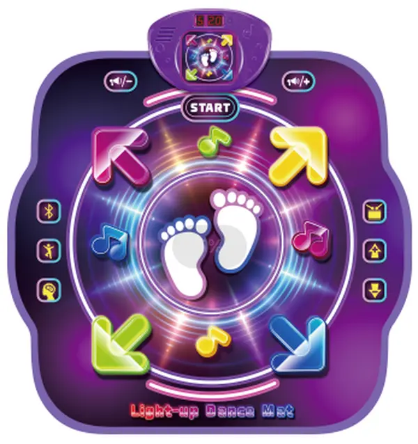 NOMI Dance Mat Toys for 3-12 Year Old Kids, Electronic Dance Pad with Light-up 4-Button Wireless Bluetooth, Music Dance with 4 Game Modes, Halloween Birthday Toys Gifts for 3 4 5 6 7 8 9 10+ Year Old Girls