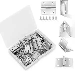 14 Sets Small Hinges with Screws, Stainless Steel Jewelry Box Hardware Hinges Silver, 1 Inch Mini Hinges for Wooden Box, Miniature Folding Butt Hinges, Small Hinge Metal Rocoto