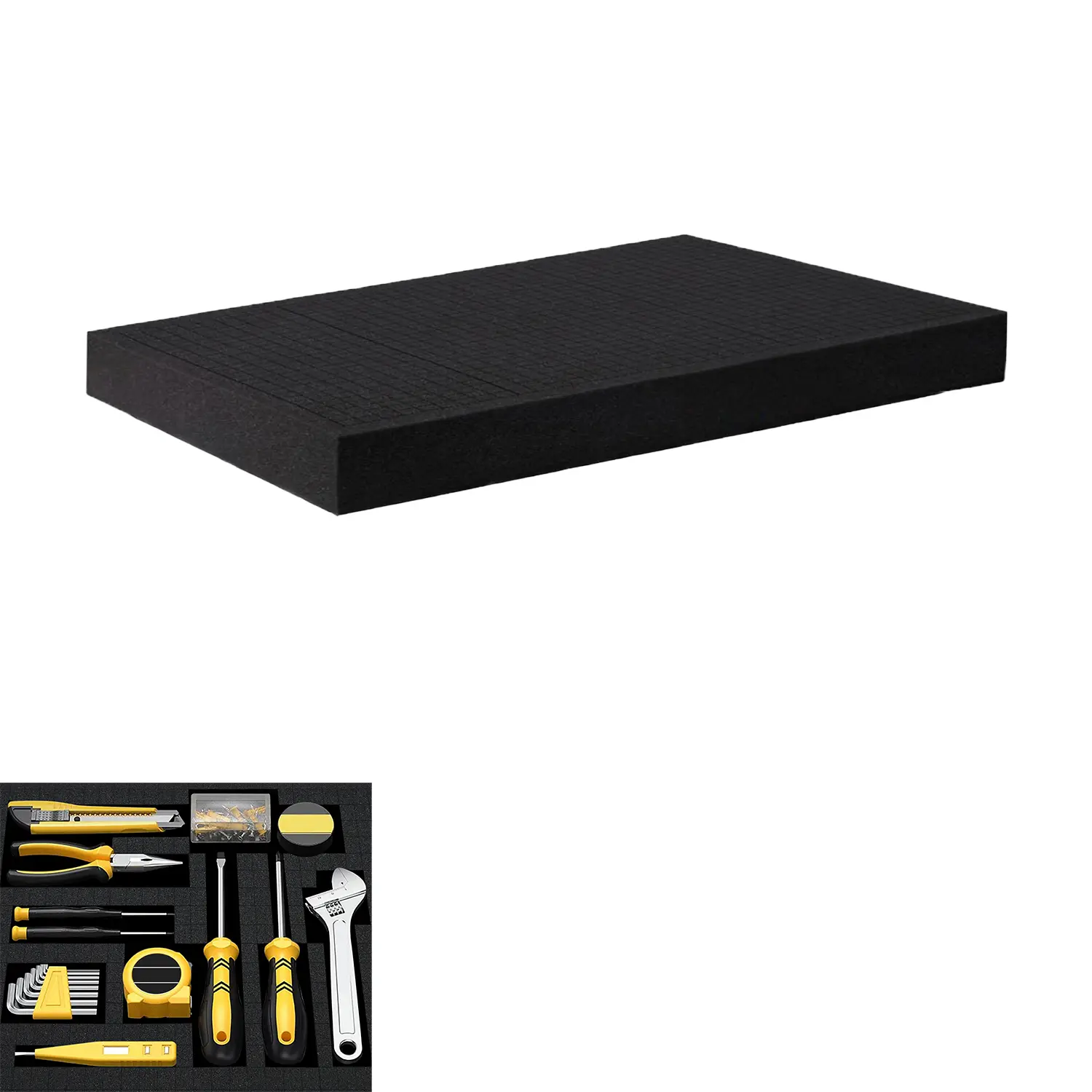 Polyurethane foam filler, 16 x 12 x 1 inch black perforated hog bristle and plucking foam board, for toolboxes, cameras, crafts, DIY Material and storage, DIY Products, DIY Craft Supplies