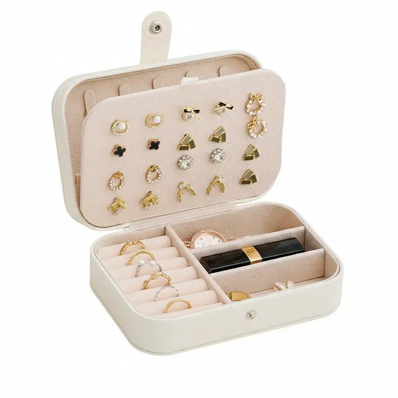 DASHING NOVA Women's Small Light Portable PU Leather Travel Jewelry Box - Adjustable Multi-Compartment Storage Case for Rings,Earrings,Necklaces,Watches - Ideal Gift (Home Organizers,Jewelry Boxes & Organizers Category)