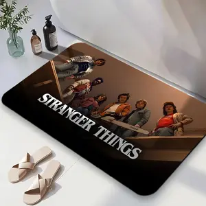 1PC,2D Stranger Things Themed Non-Slip Diatomaceous Earth Doormat Absorbent Quick-Drying Bathroom Mat Anti-Slip Living Room Bedroom Floor Mat Home Decorative Door Mat Movie Peripheral