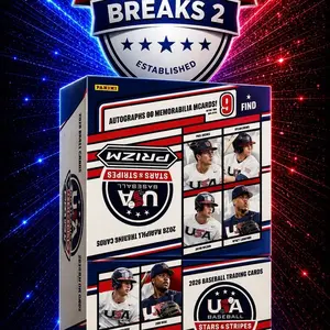 Panini Prizm Stars & Stripes 2026 Hobby Box Baseball Trading Cards - Autographs & Memorabilia - 9 Find - Established Breaks 2
