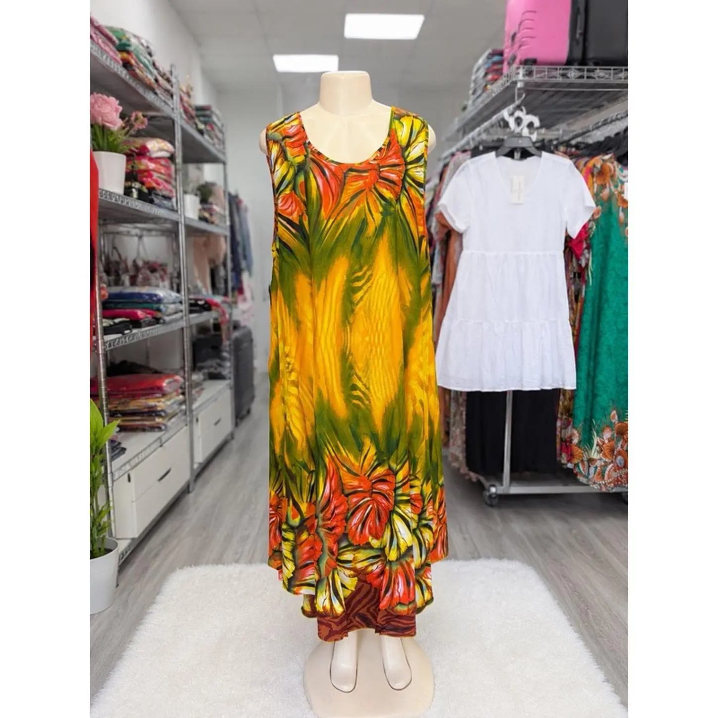 Package of 4 One Size Dresses - Vibrant Floral Print Sleeveless Dress for Women - Perfect for Casual Wear