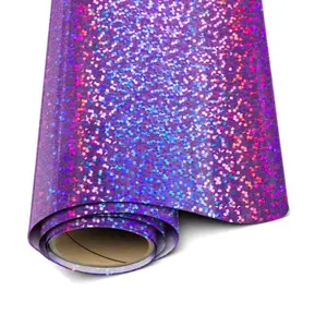 Purple Holographic Heat Transfer Vinyl - Siser HTV - 20" x 1 Yard ( 36 inch Roll) Iron On or Heat Press - Glitter Tshirt Design