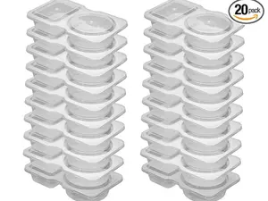 20 Pack Reusable Snack Containers 2-Compartment Dipping Containers with Lids for Refrigeration Portion Control Outdoor Takeaway Sauce Dip Cases