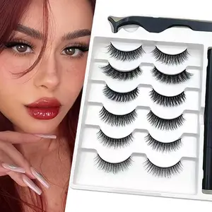 6 Pairs Magnetic Eyeliner Pen False Lashes, Easy To Wear Reusable Lashes, No Smudge No Leak, Perfect for Any Occasion Makeup, Magnetic Eyelashes