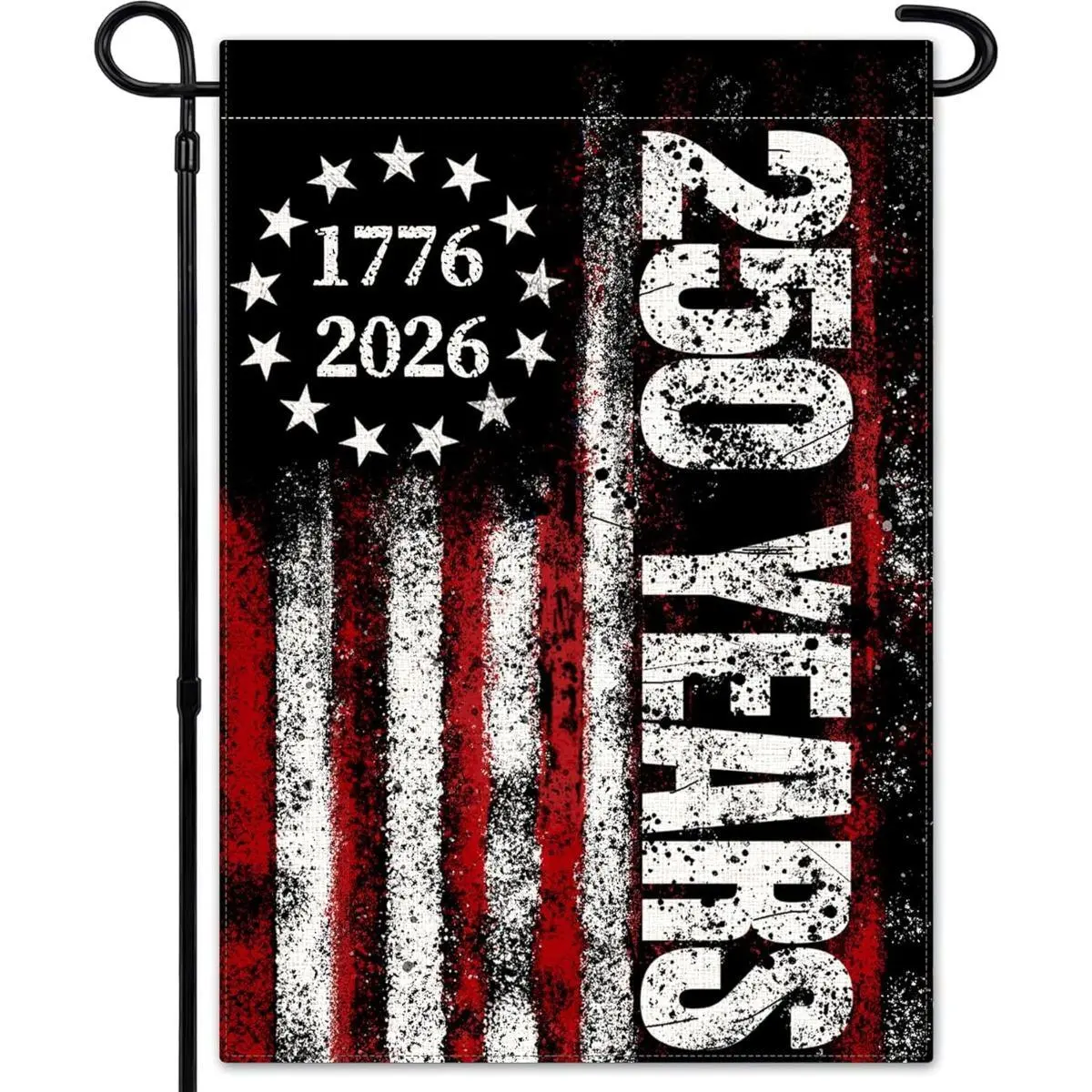 1776-2026 250 Years American Garden Flag 12x18in, Double-Sided Patriotic USA Bicentennial Yard Decor, Vintage 13 Star Flag Outdoor Banner for Fourth of July