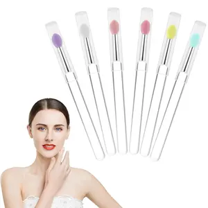 Reusable lip mask applicators-6 PCs silicone lip gloss & lipstick brush set