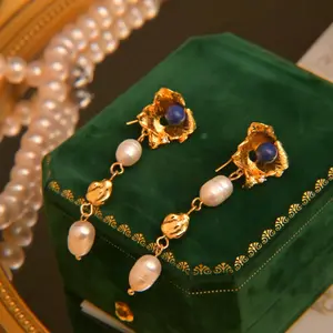 Vintage Flower Pearl Tassel Earrings | Irregular Statement Drops | High-End Freshwater Pearl Ear Jewelry