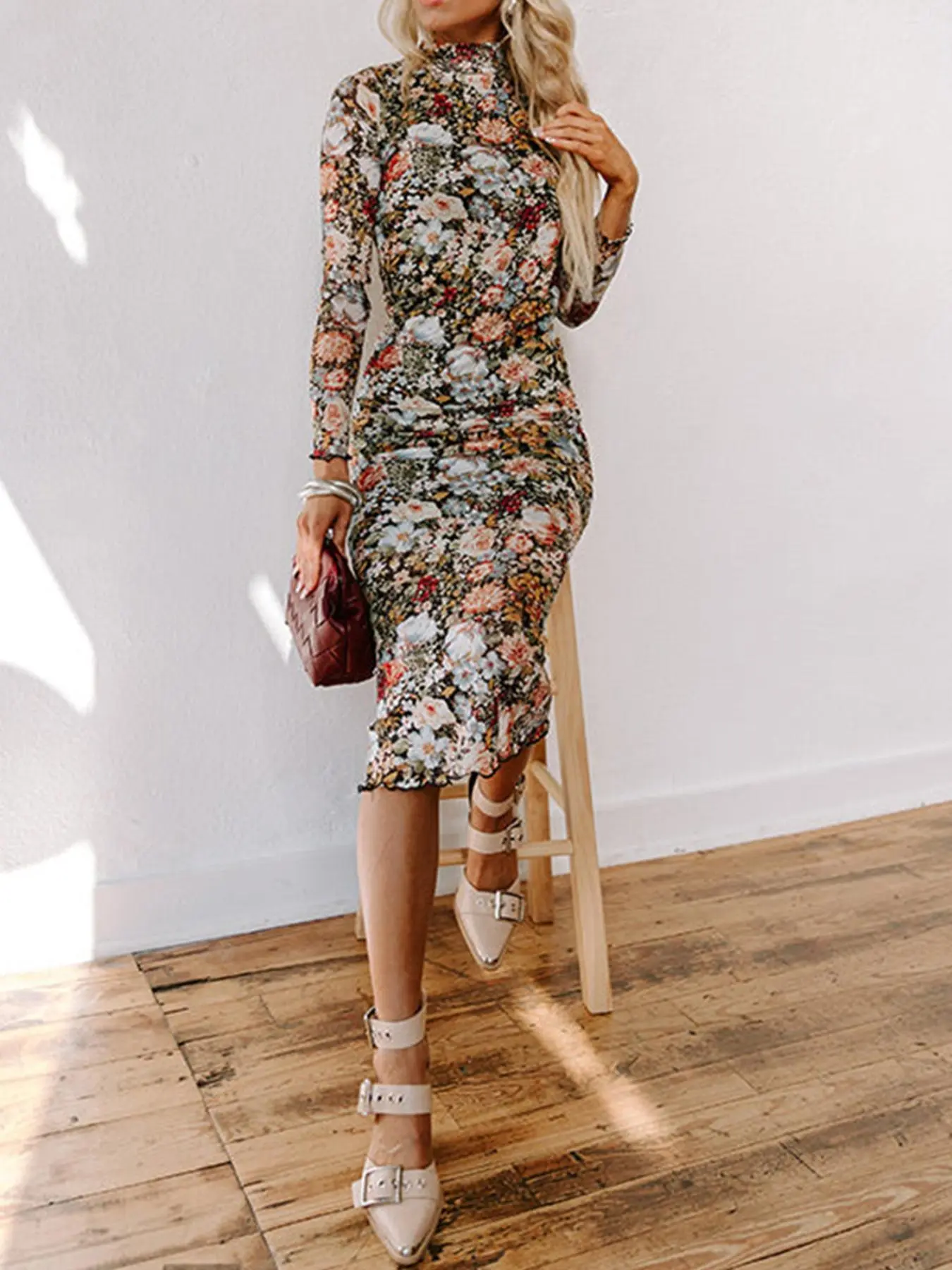 Women's Ditsy Floral Print Long Sleeve Bodycon Casual Chic Fitted Dress, Boho Dress, Elegant Fashion Casual Dress for Daily Outdoor Wear, Women Dress for All Seasons, Casual Fashion Dresses - TikTok Shop Women's Ditsy Floral Print Long Sleeve Bodycon Casual Chic Fitted Dress, Boho Dress, Elegant Fashion Casual Dress for Daily Outdoor Wear, Women Dress for All Seasons, Casual Fashion Dresses - TikTok Shop