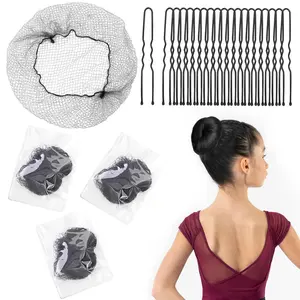 80Pcs Hair Nets for Buns -Black Ballet Bun Nets & Hair Pins for Girls & Women Invisible Bun Covers for Women's Hair 30Pcs 12Inch Nets and 50Pcs Hair Pins for Buns Ballet Bun Kit