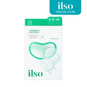 ilso No Problem Spot Patch, 72 Patches in 3 Sizes, Hydrocolloid Acne & Pimples Patches with Hyaluronic Acid and Niacinamide to reduce acne, White dots absorbed, Korean Skincare