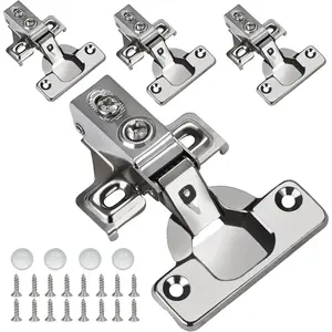 4 Pack 1/2 inch Overlay Soft Close Cabinet Door Hinges for Kitchen Cabinet Hinge, 100  Opening Angel, Stainless Concealed Kitchen Cabinets Hinge Self Closing with Mounting Screws &Manual