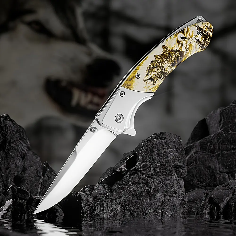 Mirror Light Outdoor Camping Survival Folding Knife