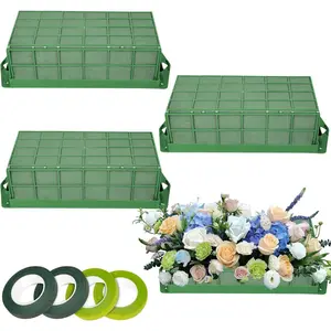 4 count Floral  Cage, Flower Cage Holder, Dry and Wet Rectangle Flower Arrangement, Hangable Green Blocks Floral  Cages for Artificial  Flower Wedding Holiday, , Garden Party Decorations