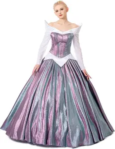 Women's Aurora Color Changing Dress Luxury Princess Cosplay Costume Off Shoulder Princess Dress up Ball Gown