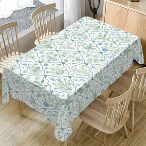 Rectangular Tablecloth with Spring and Summer Floral Pattern, Table Cover for Home Kitchen and Dining, Outdoor Patio, Wedding and Party Decor