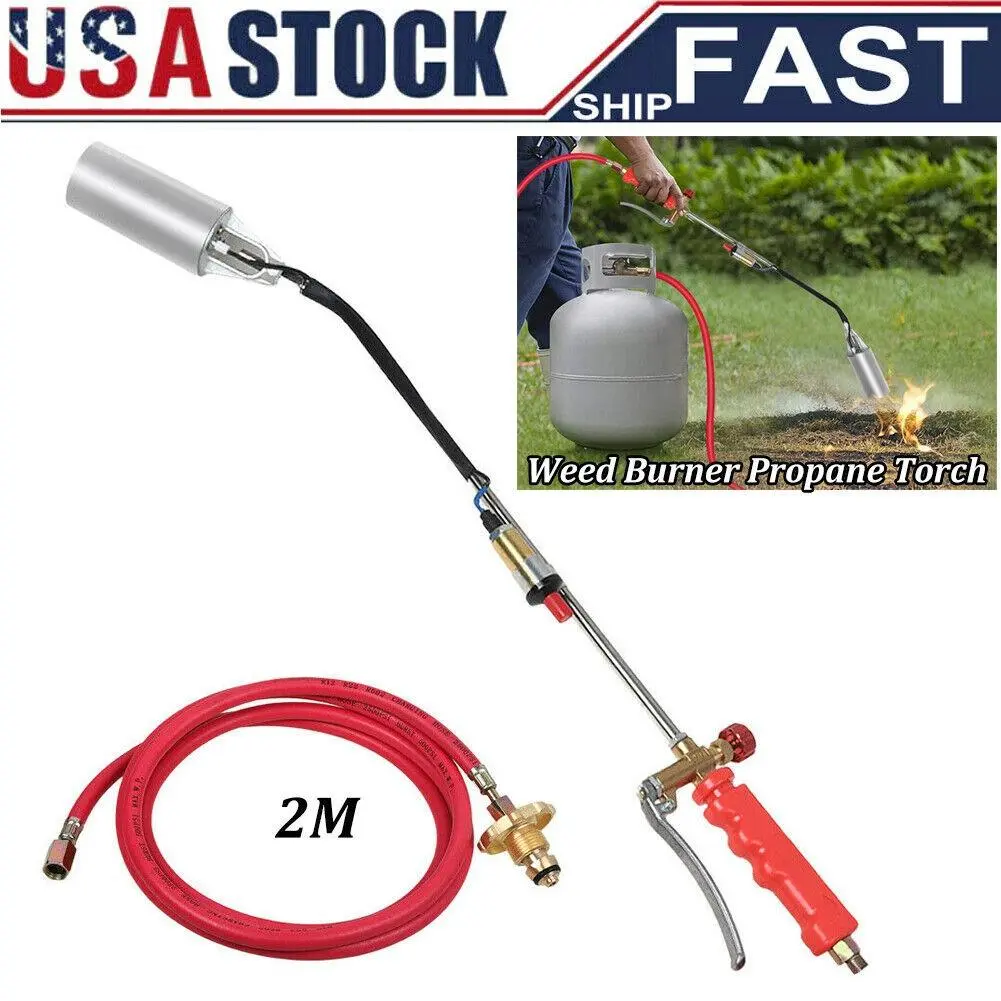 Chemical Free Lawn Hack Propane Weed Torch Ice Melter Push Button Igniter 79" Hose Adjustable Flame Valve Stainless Steel Driveway Dad Gift