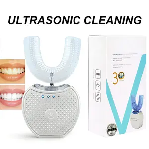 360° U-Shaped Electric Toothbrush with Blue Light,Hands-Free, USB Rechargeable, 3 Cleaning Modes, Ultrasonic Full Mouth Sonic Cleaner,