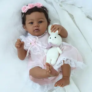 Reborn Baby Doll Black Girl – 18-Inch Realistic Lifelike African American Newborn Handmade Doll with Real Life Soft Weighted Body and Accessories – Gift Set for Kids Ages 3 and Up