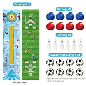 3-in-1 Tabletop Sports Game Set Curling Soccer Football Bowling Portable Indoor Game for Kids Adults Perfect for Game Nights Parties Travel