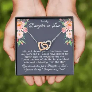 Daughter-In-Law Necklace,  To My Daughter-In-Law Joined Hearts Necklace, Gift For Daughter In Law 950, Beautiful Necklace for Daughter - Perfect Gift for Birthdays, Holidays, or Special Occasions