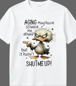 "Aging May Have Slowed Me Down" Funny Duck T-Shirt | Grumpy Old Man Sarcastic Tee | Humorous Retirement Gift | Ironic Animal Graphic Shirt | Soft Cotton Unisex Top