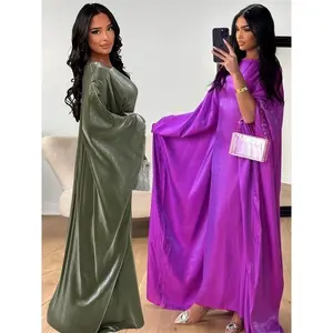 Batwing Butterfly Sleeve Satin Khimar Abaya Dubai Muslim Maxi Dress Kaftan Abayas for Women Kebaya Caftan Robe Femme Vestidos white  gym  set women s two piecework outset luxury design long sleeve woman