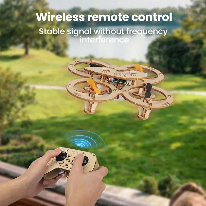 Christmas Gift for Kids & Children, DIY Wooden Drone Structure Assembly Kit, Toy Plane, Handmade STEM Educational Toy, Creative Desktop Decoration, Stress Relief Craft Kit, Gift for Son & Grandson