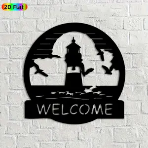 1pc Lighthouse Metal Wall Art,Lighthouse Statue Mural, Ideal Gift for New Year, Easter, Coastal Decor Enthusiasts, Weather-Resistant Metal Wall Decor Wall Sculptures, Perfect for Garden Wall & Fence, Charming Outdoor Decor