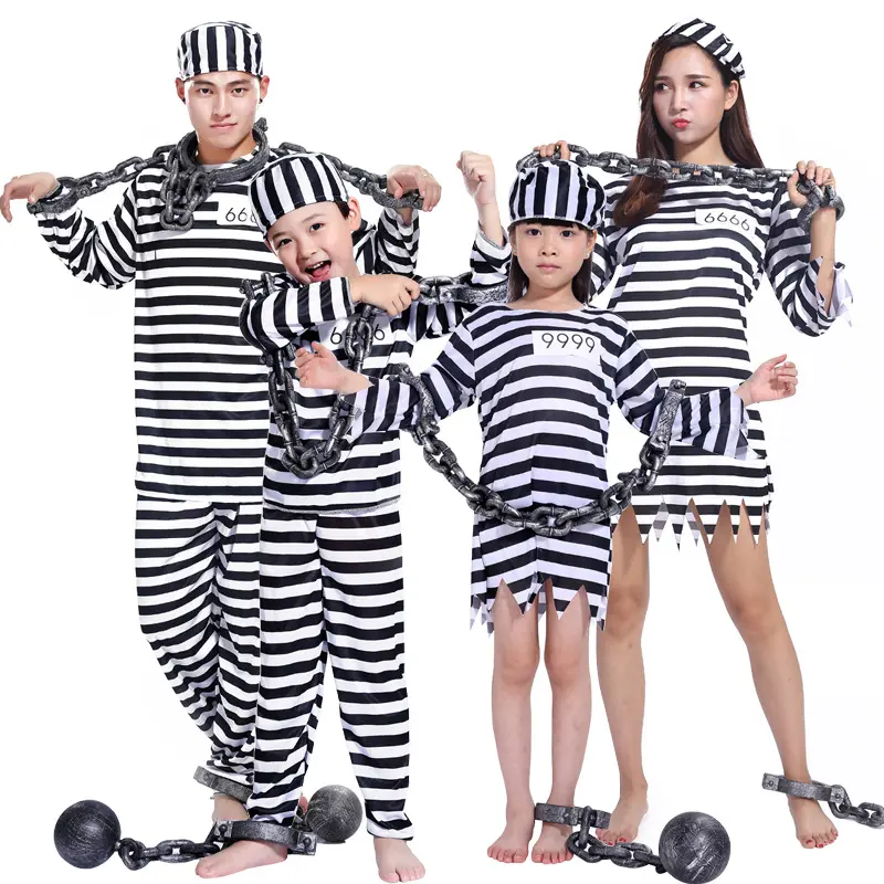 Men's Vintage Striped Long Sleeve Prisoner Jumpsuit Costume - Loose-Fit Breathable Elastic Fabric Cosplay Outfit with Zipper, Parent-Child Matching Set for Halloween, Clothes, Aesthetic, Menswear, Jail, Classic, Traditional, Rayon