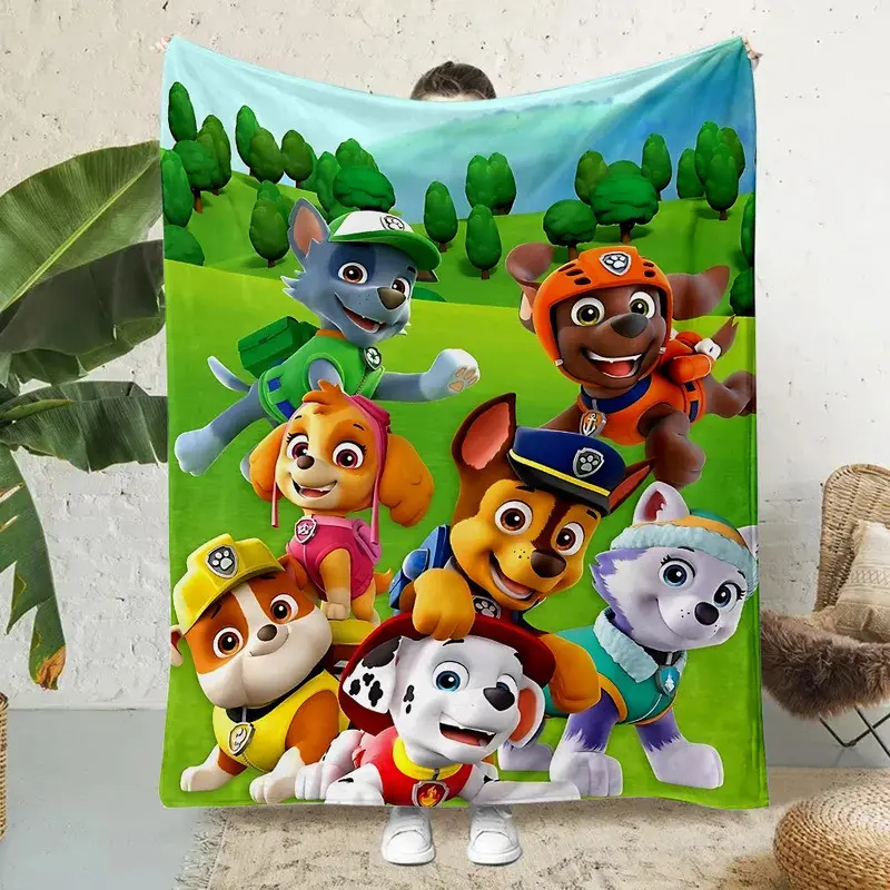 Kids Paw Patrol Cartoon Printed Cozy Warm Blanket All Seasons Soft Fleece Throw Ideal Bedtime Naps Blanket Gifts Birthday Christmas Decor Air Conditioning Summer Bedroom Dorm Couch Back to School Toddler Plush Cover Preschool Gift